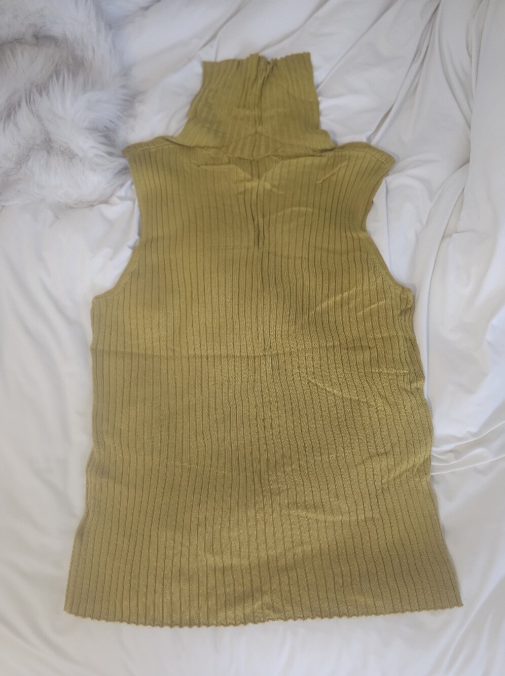 Express Ribbed Sleeveless Turtleneck Chartreuse Green Sweater Tank